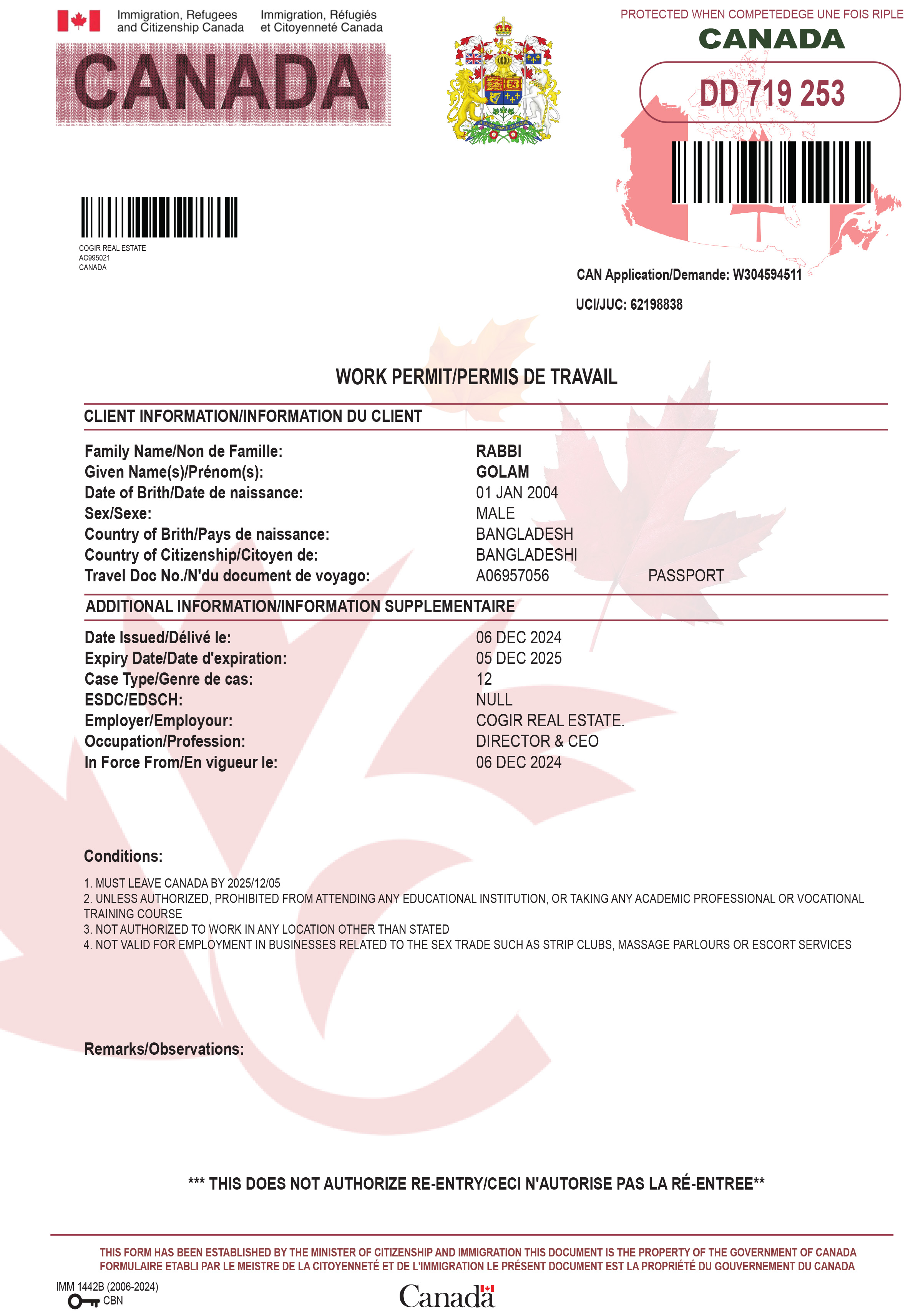 Canada work permit 2024 present